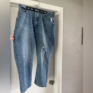 High waisted straight leg jeans